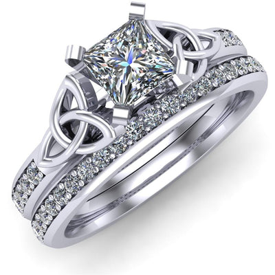 Celtic Bridal Set AYLIN-1S-SET-WHITE-PRINCESS - Claddagh Ring