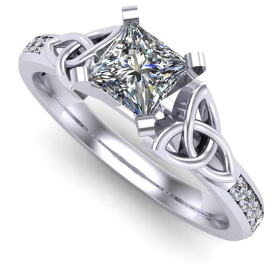 Celtic Engagement Ring AYLIN-1-PLATINUM-PRINCESS - Claddagh Ring