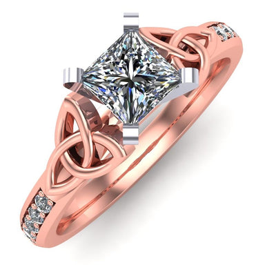 Celtic Engagement Ring AYLIN-1-ROSE-PRINCESS - Claddagh Ring