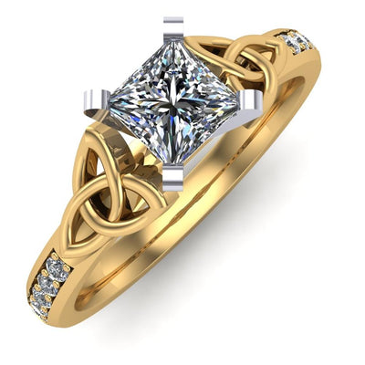 Celtic Engagement Ring AYLIN-1-YELLOW-PRINCESS - Claddagh Ring