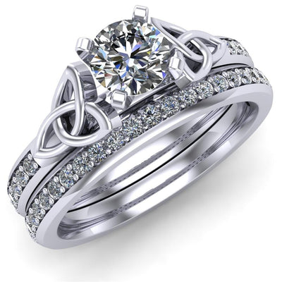 Celtic Bridal Set AYLIN-1S-SET-WHITE - Claddagh Ring