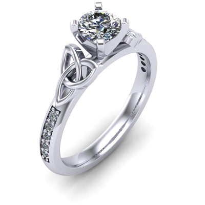 Celtic Engagement Ring AYLIN-1-WHITE-ROUND - Claddagh Ring